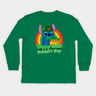 Stitch St. Patrick's Day Kids Long Sleeve T-Shirt